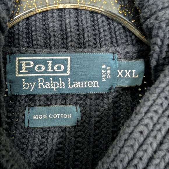 Vintage Polo Ralph Lauren Fisherman Shooting Sweater Mens Sz XXL Blue Military - Picture 5 of 11